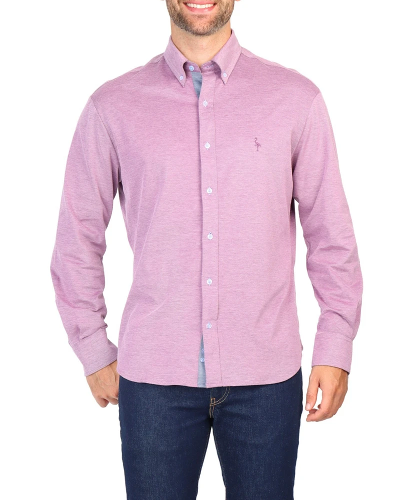 Tailorbyrd Men's Solid Melange Mico Pique Shirt