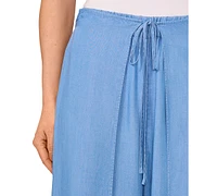 CeCe Women's Overlap Tie Front Wide Leg Soft Pants