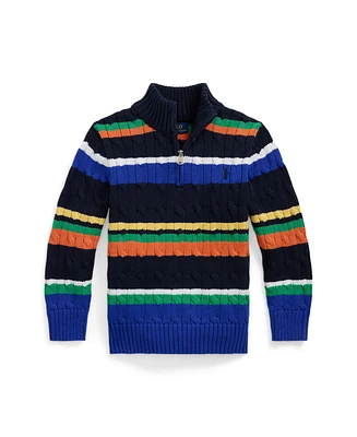 Polo Ralph Lauren Toddler and Little Boys Striped Cotton Quarter-Zip Sweater