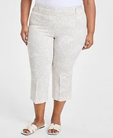 Jm Collection Plus Print Rivet-Waist Capri Pants, Exclusively at Macy's