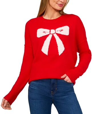 CeCe Women's Sequin Ribbon Pullover Sweater