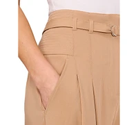 CeCe Women's Belted High-Waisted Super-Wide-Leg Pants