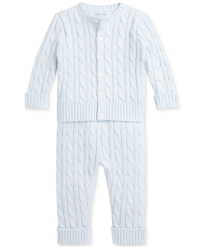 Polo Ralph Lauren Baby Cotton Cable-Knit Cardigan & Pants Set