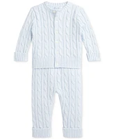 Polo Ralph Lauren Baby Cotton Cable-Knit Cardigan & Pants Set