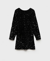 Mango Women's Puffed Sleeves Sequined Dress