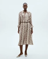 Mango Women's Snake Print Shirt Dress