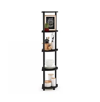Slickblue 5-Shelf Modern Corner Bookcase with Wood Finish for Space-Saving Storage and Display