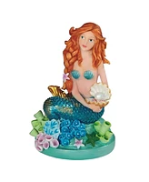 Fc Design "2-pc Set" 4.5"H Blue Mermaid Holding Shell Figurine Statue Ornament Home Room Office Decor and Perfect Ideas for Housewarming, Holidays and