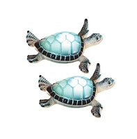 Fc Design "2-pc Set" 6.25"W Blue Sea Turtle with Led Figurine Statue Ornament Home Room Office Decor and Perfect Ideas for Housewarming, Holidays and