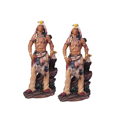 Fc Design "2-pc Set" 11"H Indian Warrior with Eagle Statue Native American Figurine Statue Ornament Home Room Office Decor and Perfect Ideas for House