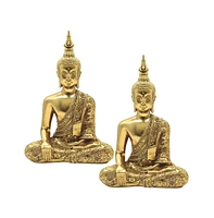 Fc Design 2-pc Set" 8"H Gold Thai Buddha in Earth Touching Pose Figurine Statue Ornament Home Room Office Decor and Perfect Ideas for Housewarming, Ho