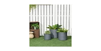 Slickblue Set of 3 Stackable Round Outdoor Flower Pot Planters with Drainage Holes