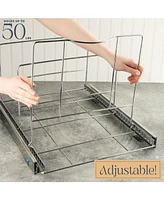 Pull Out Double Trash Can for Under Cabinet, Adjustable with Chrome Finish 17 x 21 In