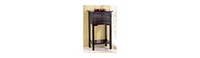 Slickblue Set of 2 Nightstand Side Tables / End Table in Black Finish Pine Wood