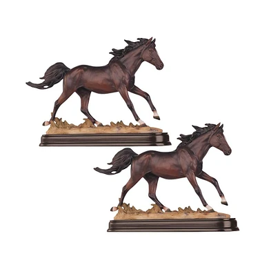 Fc Design "2-pc Set" 6.25"H Dark Brown Galloping Horse Figurine Statue Ornament Home Room Office Decor and Perfect Ideas for Housewarming, Holidays an