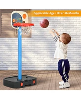 Gymax Portable 2 1 Kids Basketball Hoop Stand w/ Ring Toss & Storage Box