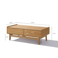 LuxenHome Summer Oak Engineered Wood Coffee Table with Storage