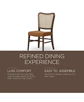 Maven Lane Vera Wood Dining Chair, Antique Brown & Clay Canvas Fabric, Set of 2