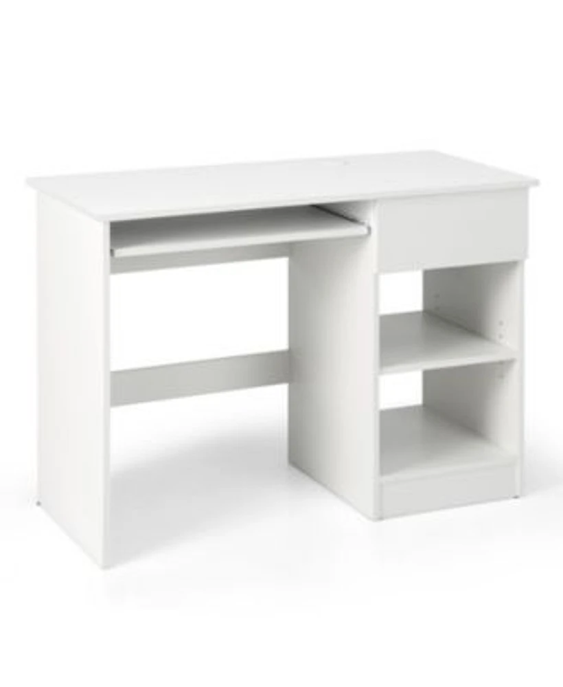 Gouun Wooden Computer Desk With Keyboard Tray Cpu Stand Adjustable Shelf
