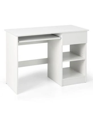Gouun Wooden Computer Desk With Keyboard Tray Cpu Stand Adjustable Shelf