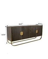 Boyel Living 4-Door Buffet Cabinet with U-Shaped Stainless Steel Legs