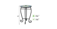 Slickblue Indoor/Outdoor Mosaic Round Side Accent Table Plant Stand