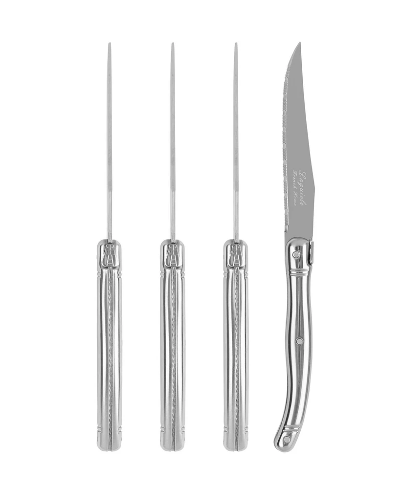 French Home Laguiole Connoisseur 4-Piece Steak Knife Set with Stainless-Steel Handles
