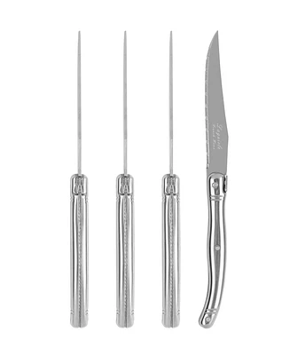 French Home Laguiole Connoisseur 4-Piece Steak Knife Set with Stainless-Steel Handles