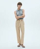 Mango Women's Button Loops and Bow Trousers