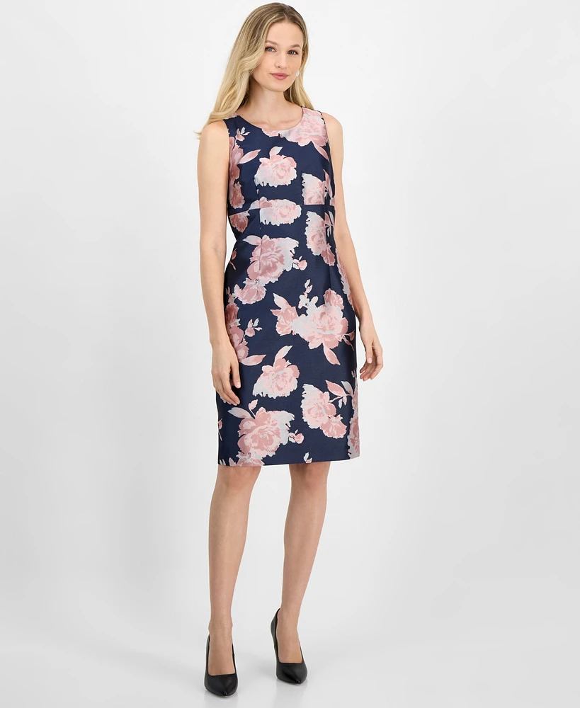 Kasper Women's Floral Jacquard Empire-Seam Sheath Dress