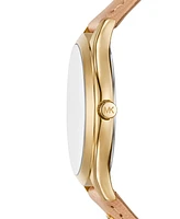 Michael Kors Women's Slim Runway Three-Hand Nude Leather Watch, 38mm