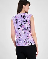 Kasper Women's Printed Keyhole-Neckline Shell Top