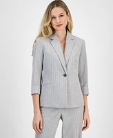 Kasper Women's Pinstriped One-Button Blazer, Regular and Petite Sizes