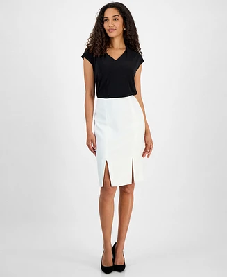 Kasper Women's Stretch Crepe Paneled Pencil Skirt