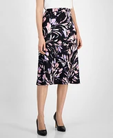 Kasper Women's Flared Floral-Print Midi Skirt