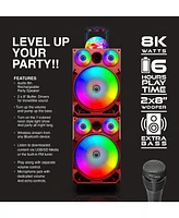 Toptech Sunny-208 Bluetooth Speaker, Dual 28" Woofer Disco Lights