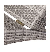 vidaXL Folding Sun Lounger with Cushion Poly Rattan Gray