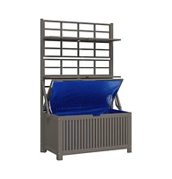 vidaXL Storage Box with Trellis Gray 39"x19.7"x63" Solid Wood Acacia