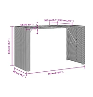 vidaXL Patio Bar Table with Acacia Wood Top Black 72.8"x31.5"x43.3" Poly Rattan