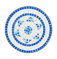 vidaXL Mosaic Bistro Table Blue and White 19.7"x27.6" Ceramic