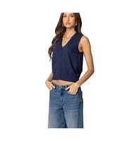 Edikted Women's Cam Button Up Knit Vest Top