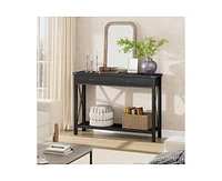 gaomon Wooden Entryway Table, Farmhouse Console Table with 2 Drawers, Sofa Table with Storage for Living Room