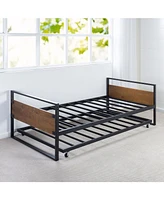 Slickblue Wood Daybed Frame with Roll-Out Trundle Bed for Space-Saving and Extra Sleep Space