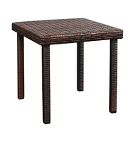 vidaXL Sun Lounger with Cushion & Table Poly Rattan Brown