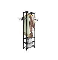 vidaXL Clothes Rack Steel and Non-woven Fabric 21.7"x11.2"x68.9" Black