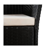 Patio Chairs with Cushions 2 pcs Poly Rattan Black