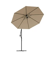 Cantilever Garden Parasol with Led Lights and Steel Pole 118.1" Taupe