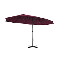 vidaXL Garden Parasol with Aluminum Pole 181.1"x106.3" Bordeaux Red