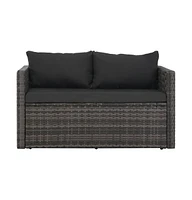 vidaXL 3 Piece Patio Dining Set with Cushions Poly Rattan Gray