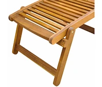 Deck Chair with Footrest Solid Acacia Wood